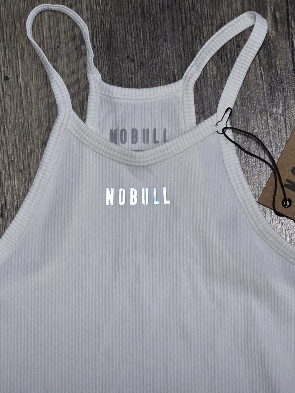 NOBULL White Ribbed Racerback Tank Top - Picture 3 of 4